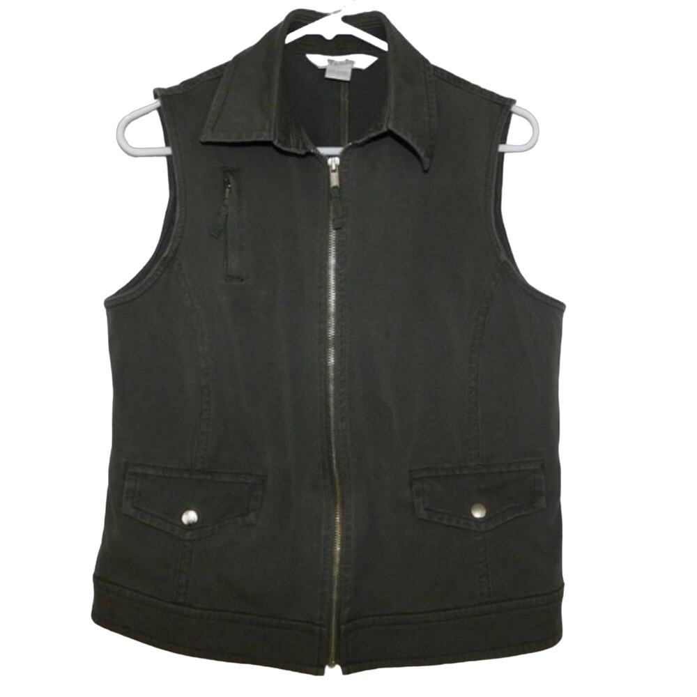Tanjay Women's Zip Up Denim Vest Size Small